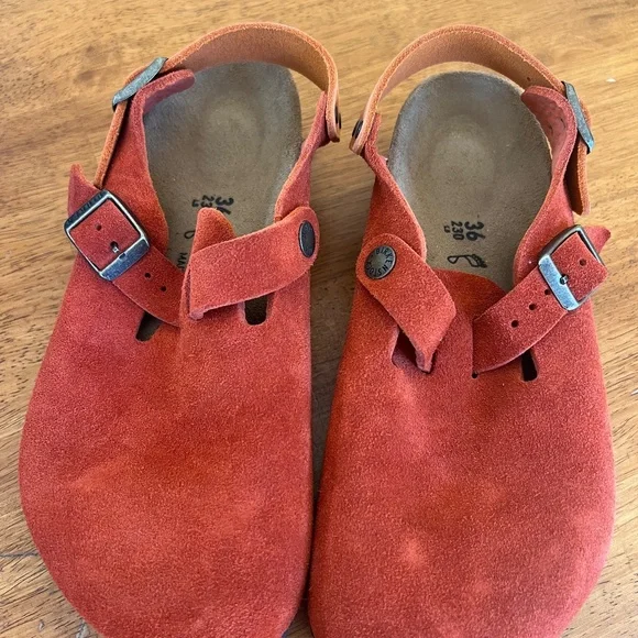Birkenstock Tokio Suede Leather Rust Brown Size 36 - Picture 1 of 5